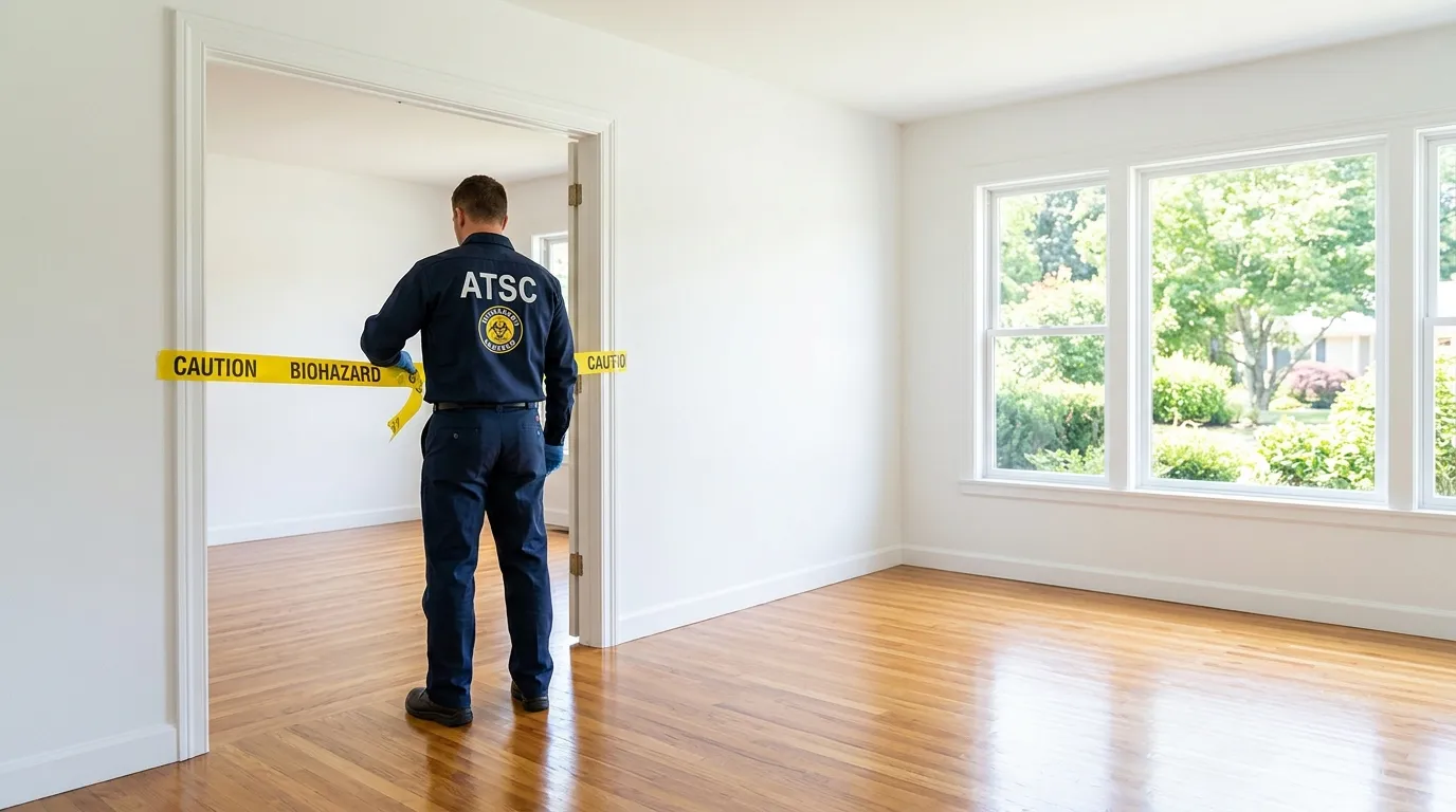 Certified biohazard cleanup crew performing Trauma Scene Cleanup in Red Bank